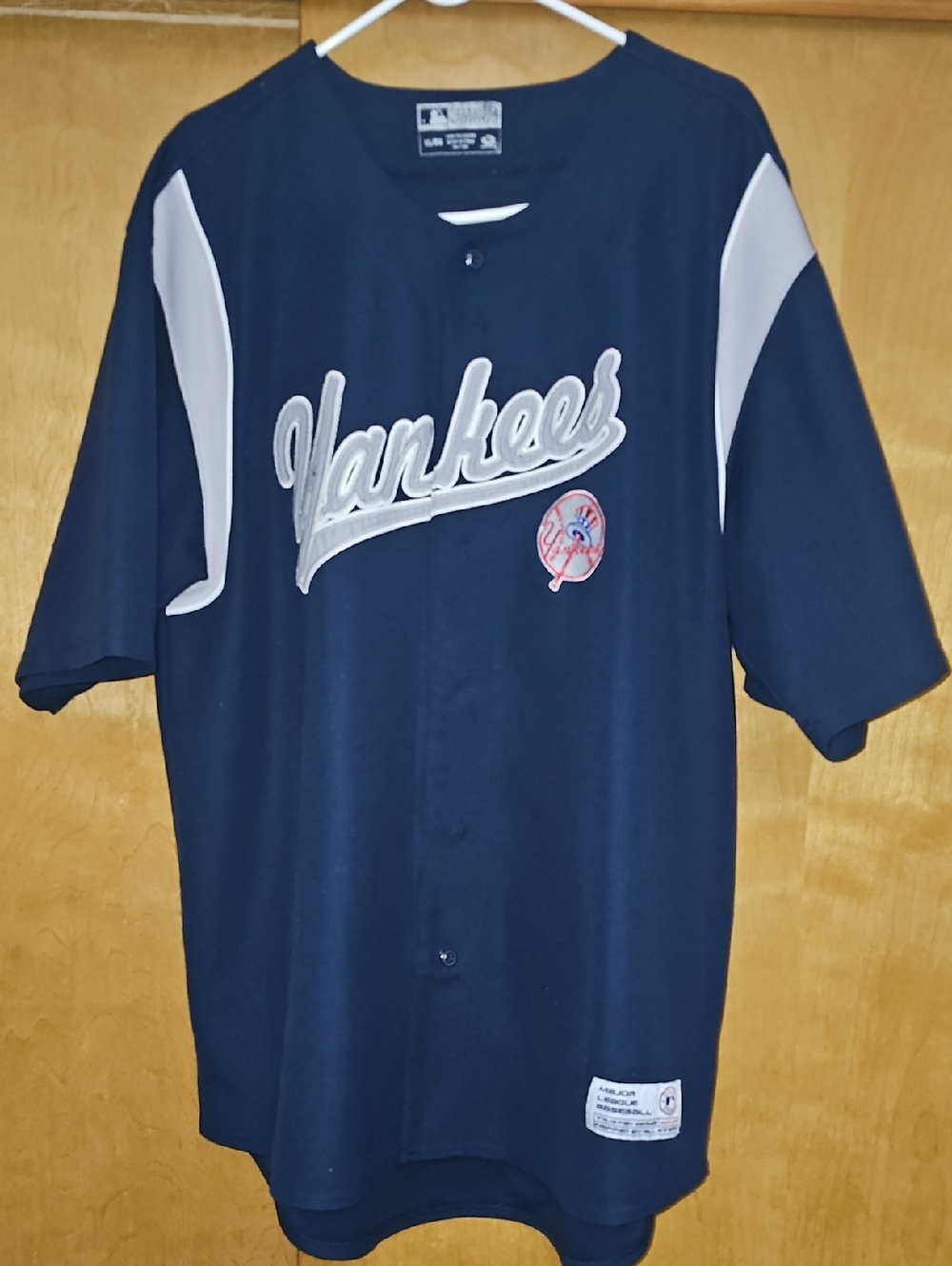Yankees Majestic Navy and White Script Baseball Jersey